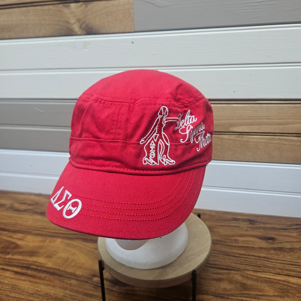 Delta Sigma Theta Sorority Red Cadet Hat 1913 Embroidery Greek Letters Cap